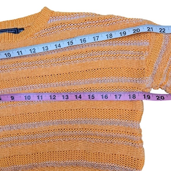 Vineyard Vines Striped Knit‎ Sweater Orange White Crew Neck Pullover Women Sz XS - Picture 6 of 8
